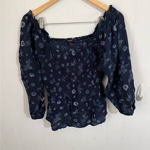 Madewell Dark Blue Floral Blouse
